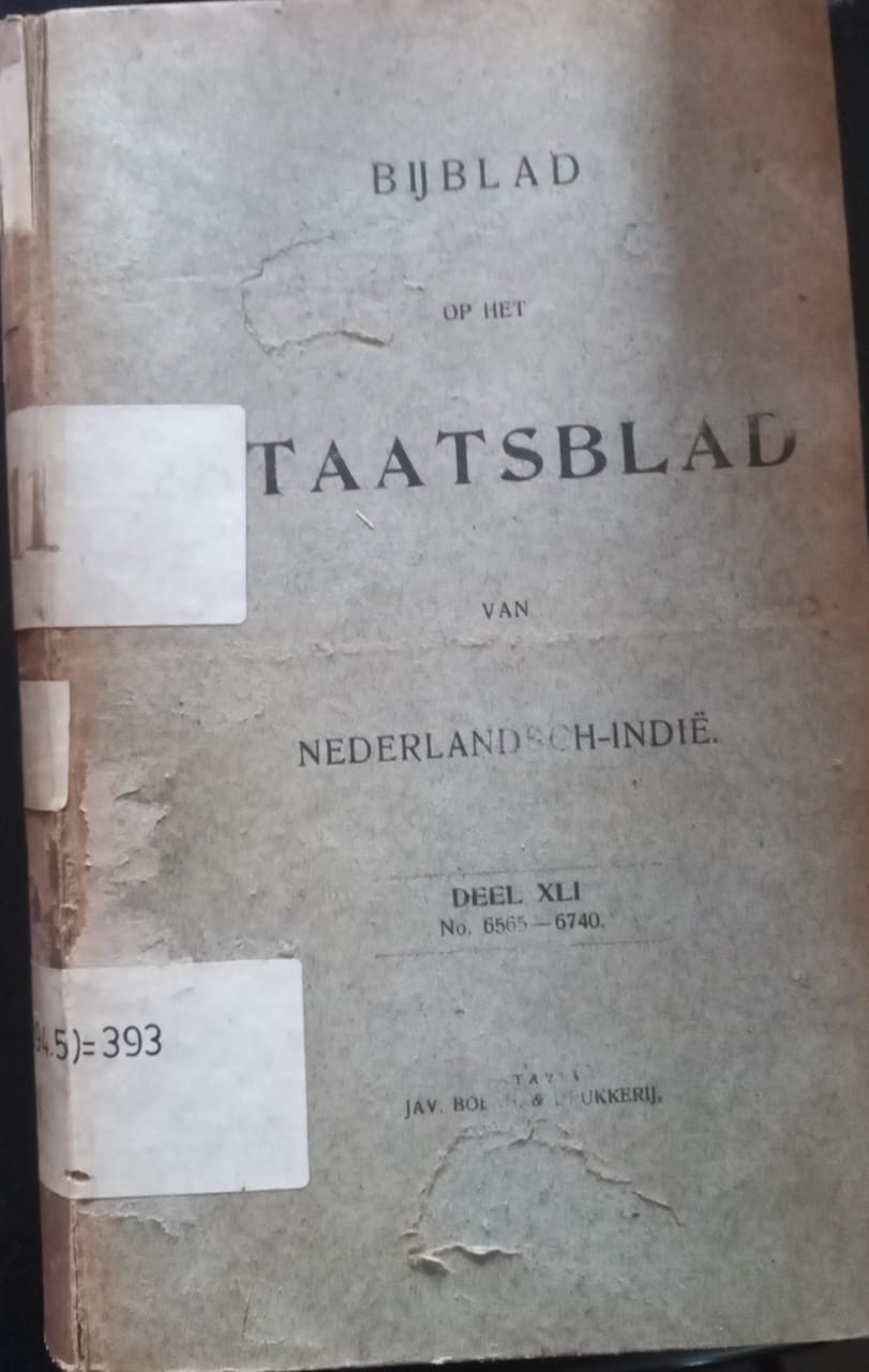 Cover Bij Blad Op Het Staatsblad Van Nederlandsch-Indie 1911