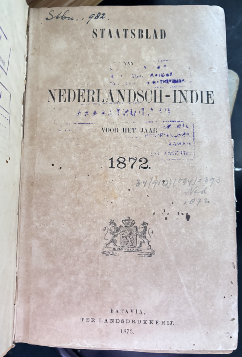 Cover Staatsblad Voor Neterlandsch-Indie 1872