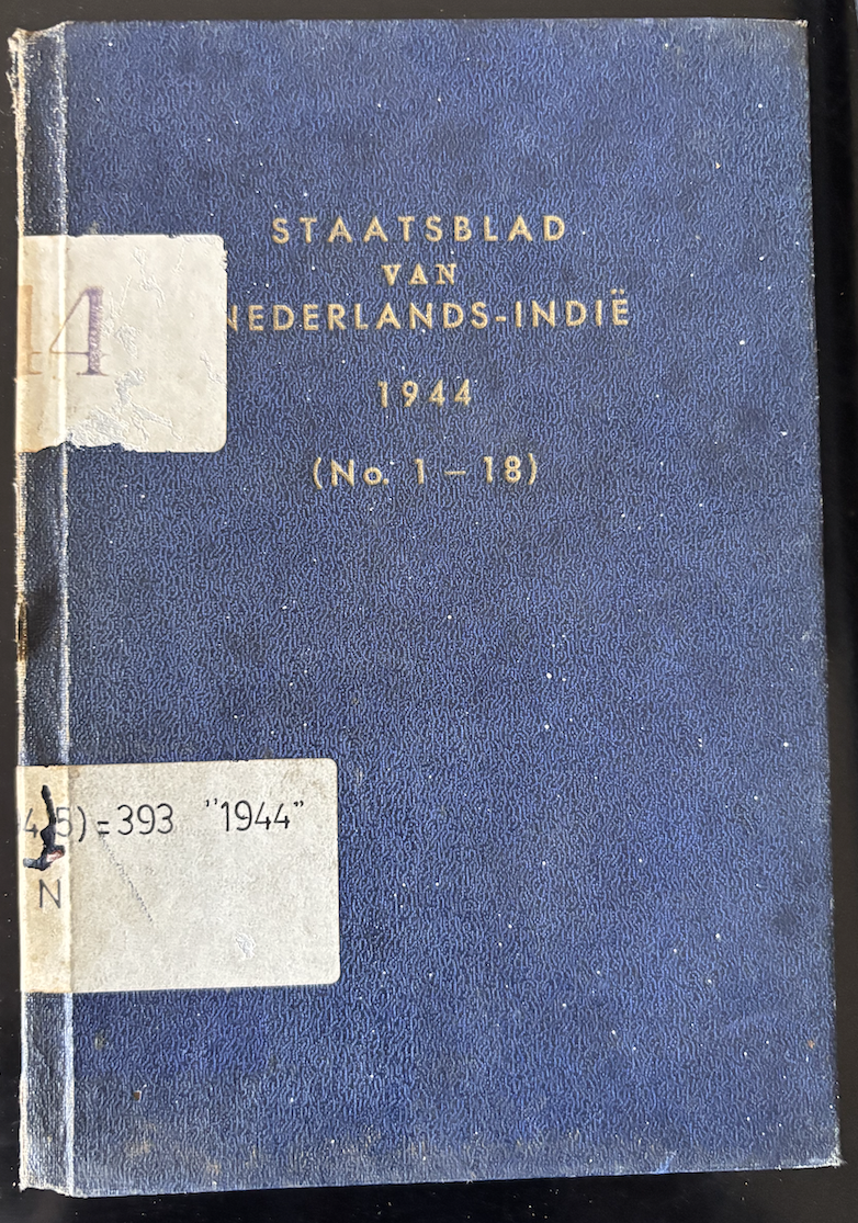 Cover Staatsblad Voor Neterlandsch-Indie 1944 No. 1-18