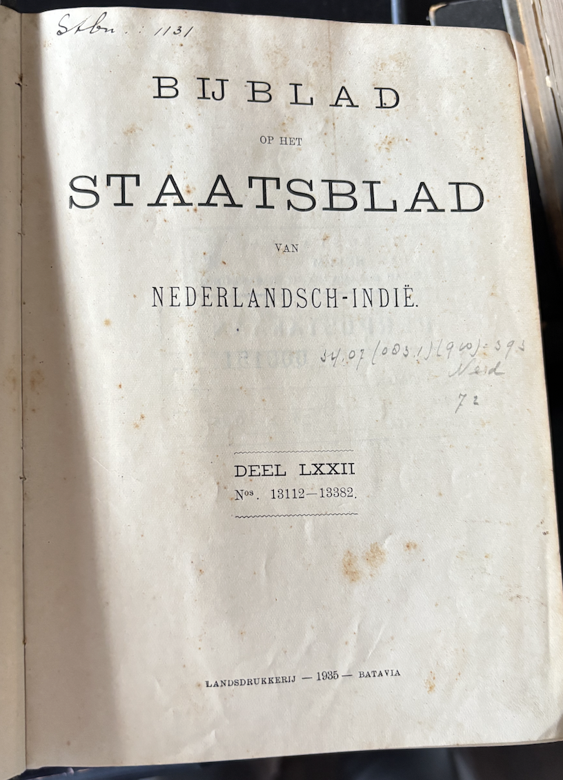Cover Bijblad Staatsblad Van Neterlandsch-Indie 1935 No. 13112-13382