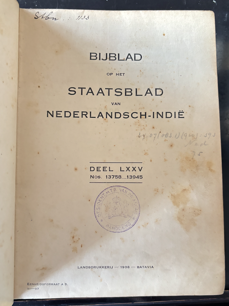 Cover Bijblad Staatsblad Van Neterlandsch-Indie 1938 No. 13758-13945