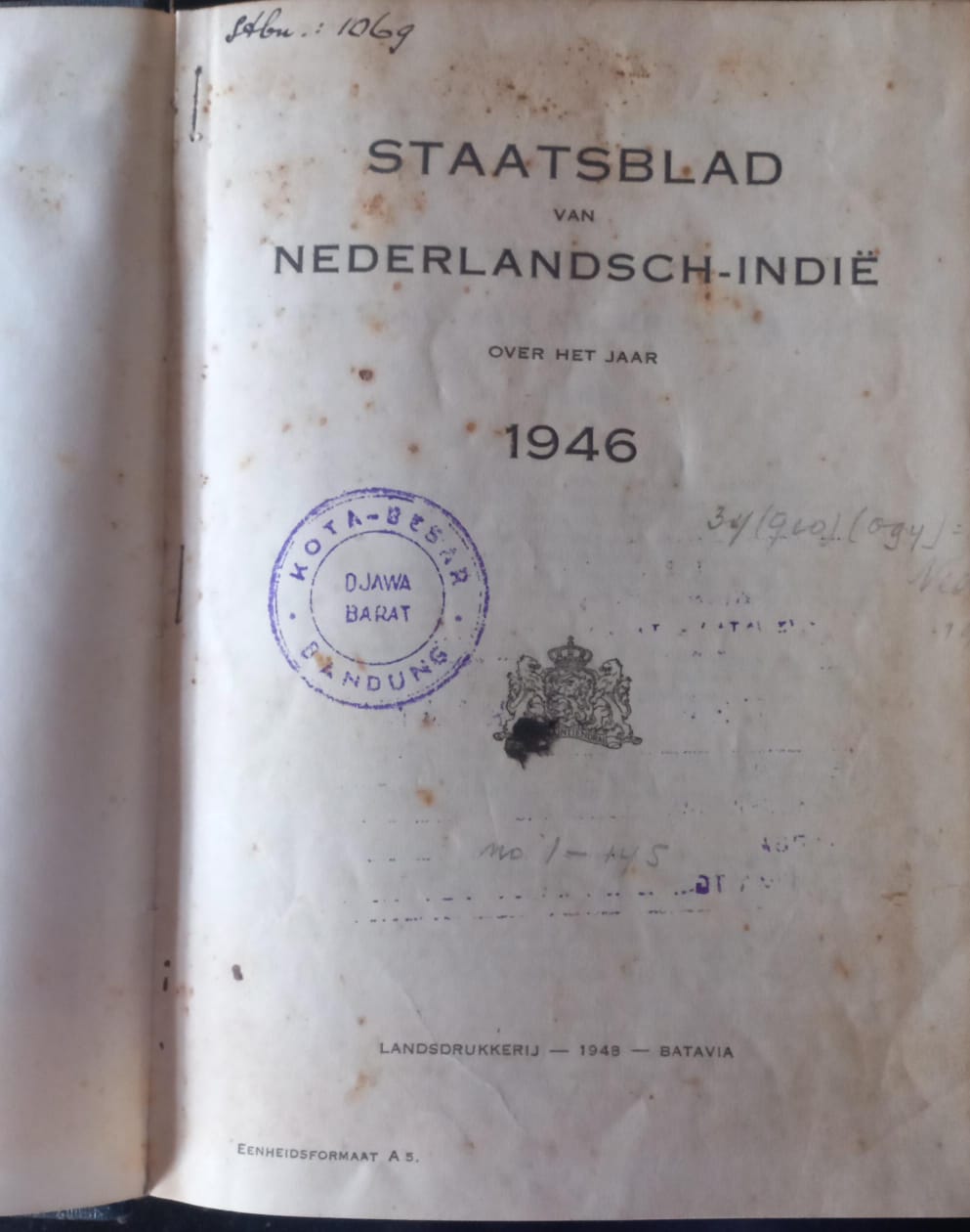 Cover Staatsblad Van Nederlandsch-Indie 1946