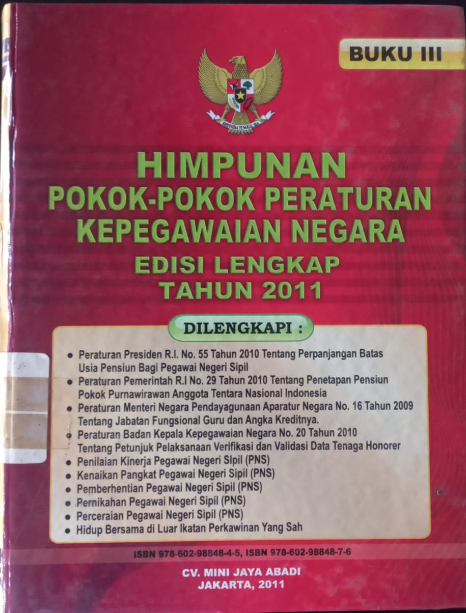 Cover Himpunan Pokok-pokok Peraturan Kepegawaian Negara Tahun 2011