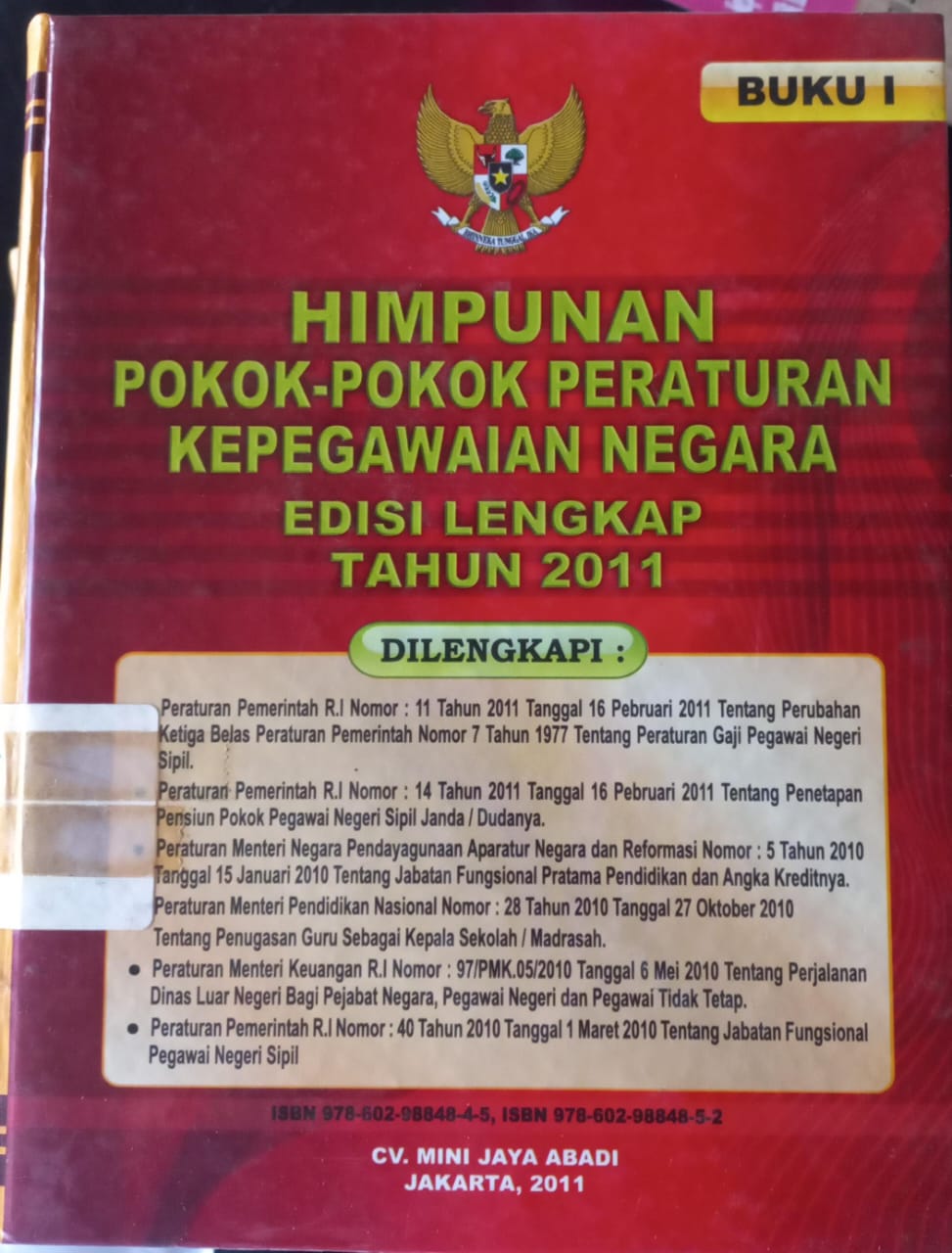 Cover Himpunan Pokok-pokok Peraturan Kepegawaian Negara Tahun 2011