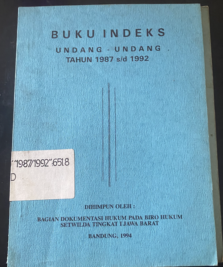 Cover Buku Indeks Undang-Undang Tahun 1987 s/d 1992
