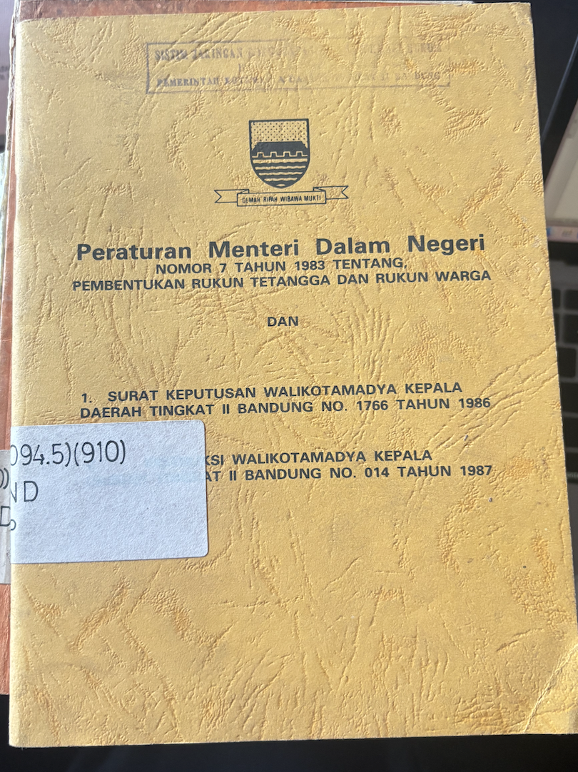 Cover Peraturan Menteri Dalam Negeri Nomor 7 Tahun 1983 Tentang Pembentukan Rukun Tetangga dan Rukun Warga