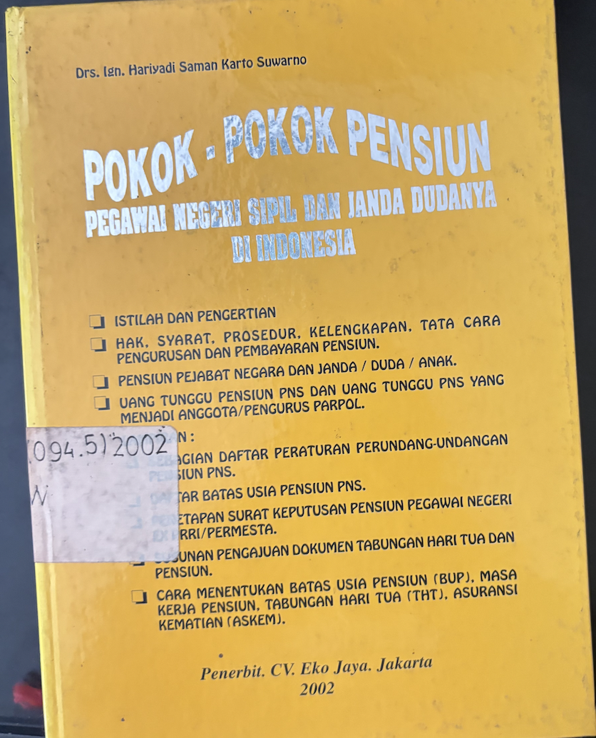 Cover Pokok-Pokok Pensiun Pegawai Negeri Sipil dan Janda Dudanya di Indonesia