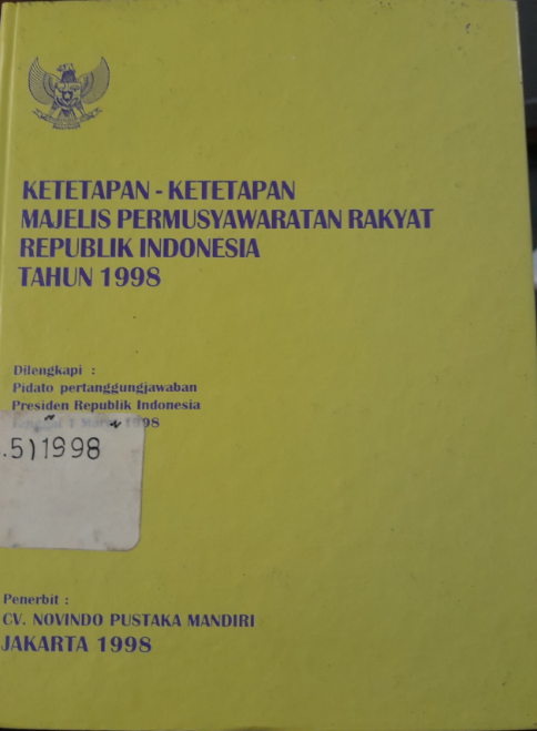Cover Ketetapan-Ketetapan Majelis Permusyawaratan Rakyat Republik Indonesia 1998
