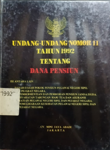 Cover Undang-undang Nomor 11 Tahun 1992 Tentang Dana Pensiun