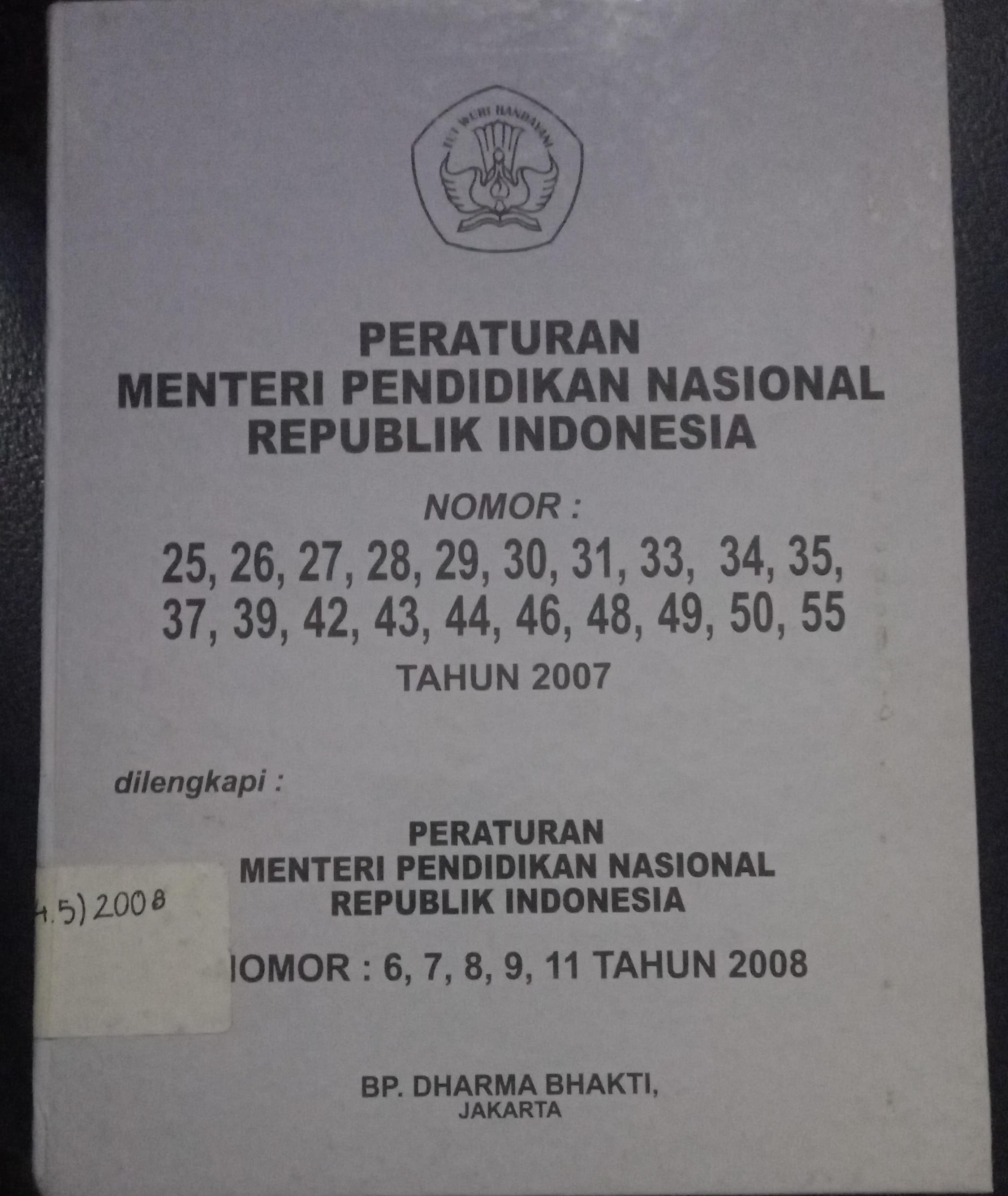 Cover Peraturan Menteri Pendidikan Nasional Republik Indonesia