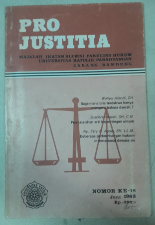 Cover Pro Justitia Majalah Ikatan Alumni Fakultas Hukum Universitas Katolik Parahyangan Cabang bandung