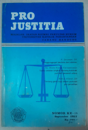 Cover Pro Justitia Majalah Ikatan Alumni Fakultas Hukum Universitas Katolik Parahyangan Cabang bandung