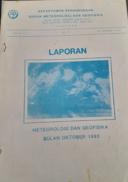 Cover Laporan Meteorologi dan Geofisika Bulan Oktober 1993