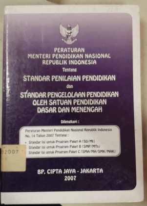 Cover Peraturan Mentri Pendidikan Nasional Republik Indonesia Tentang Standar Penilain Pendidikan Dan Standar Pengelolaan Pendidikan Oleh Satuan Pendidikan Dasar Dan Menengah