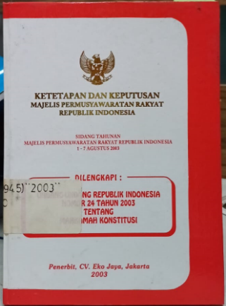 Cover Ketetapan dan Keputusan Majelis Permusyawaratan Rakyat Republik Indonesia