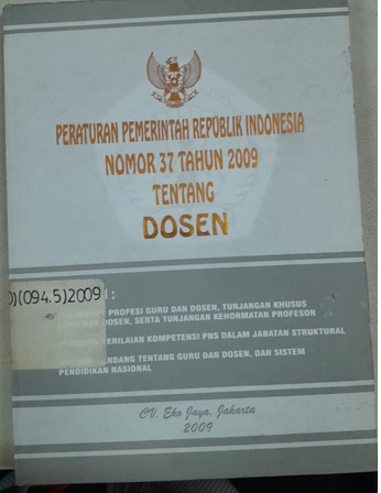 Cover Peraturan Pemerintah Republik Indonesia Nomor 37 tahun 2009 Tentang Dosen