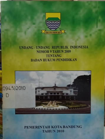 Cover Undang-undang Republik Indonesia Nomor 9 Tahun 2009 Tentang Badan Hukum Pendidikan