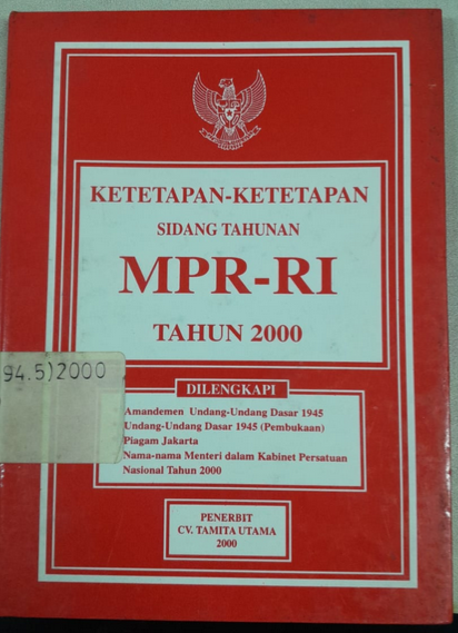 Cover Ketetapan-Ketetapan Sidang Tahunan MPR-RI Tahun 2000