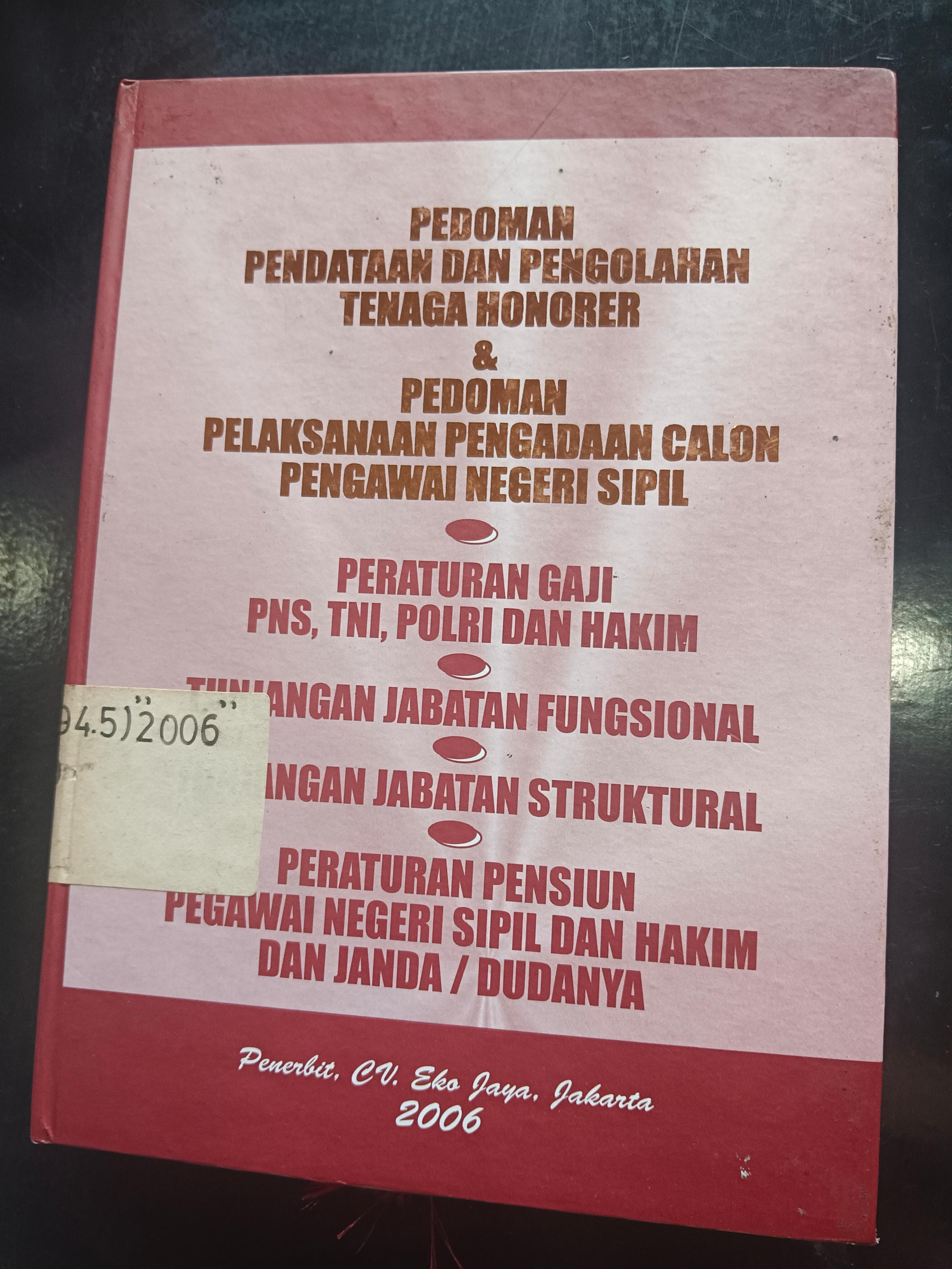 Cover Pedoman Pendataan Dan Pengelolahan Tenaga Honorer & Pedoman Pelaksanaan Pengadaan Calon Pegawai Negeri Sipil