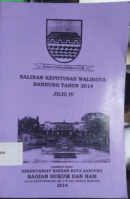 Cover Salinan Keputusan Walikota Bandung Tahun 2014 Jilid IV