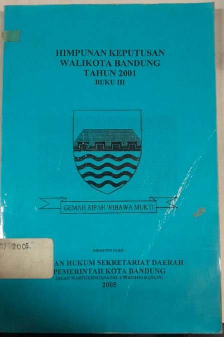 Cover Himpunan Keputusan Walikota Bandung Tahun 2001 Buku III