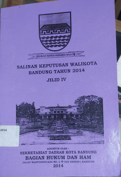 Cover Salinan Keputusan Walikota Kta Bandung Tahun 2014 Jilid IV