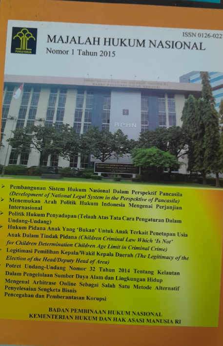 Cover Majalah Hukum Nasional Nomor 1 Tahun 2015