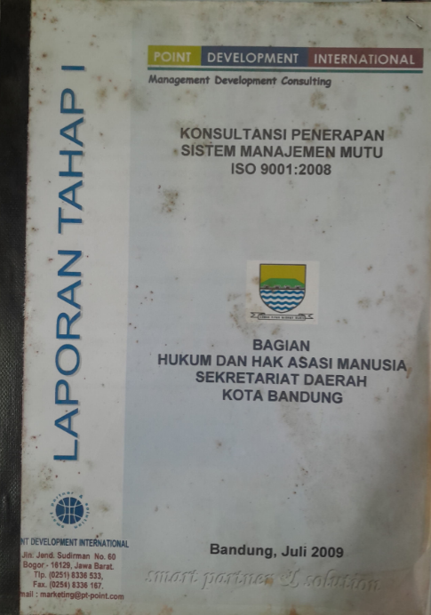 Cover Laporan Tahap I Konsultasi Penerapan Sistem Manajemen Mutu ISO 9001:2008