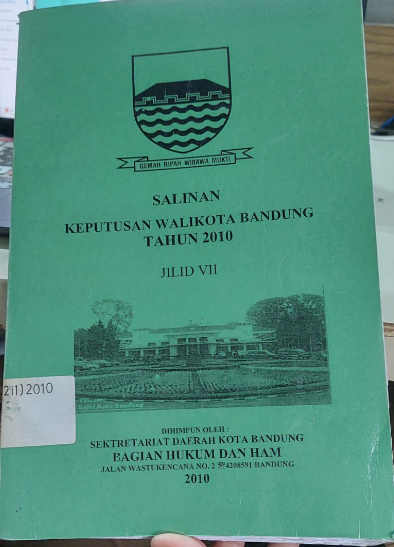 Cover Keputusan Walikota Bandung Tahun 2010 Jilid VII
