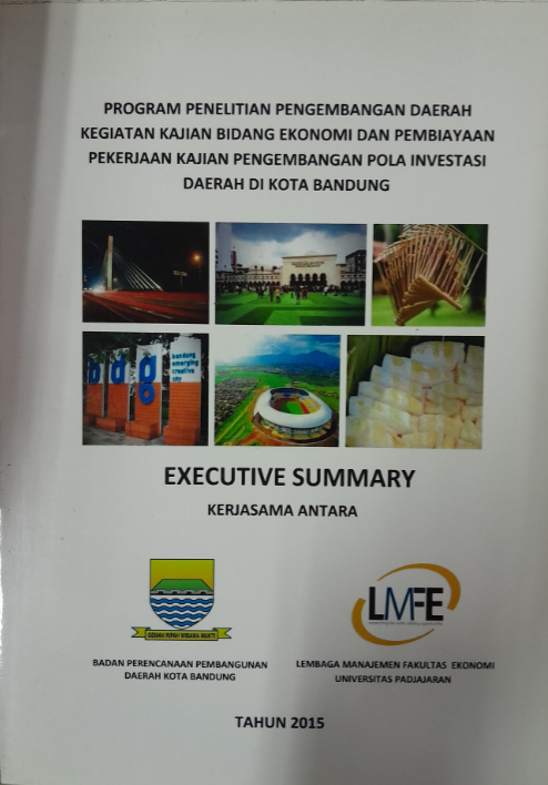 Cover Program Penelitian Pengembangan Daerah Kegiatan Kajian Bidang Ekonomi dan Pembiayaan Pekerjaan Kajian Pengembangan Pola Investasi Daerah Kota Bandung