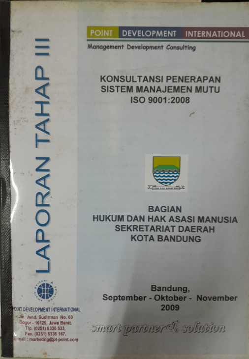 Cover Laporan Tahap III Konsultasi Penerapan Sistem Manajemen Mutu ISO 9001:2008