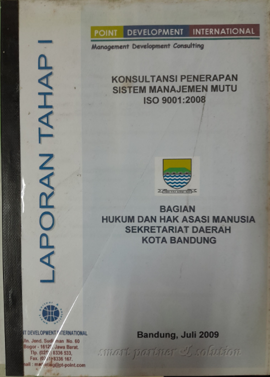 Cover Laporan Tahap I Konsultasi Penerapan Sistem Manajemen Mutu ISO 9001:2008