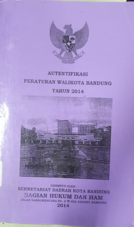 Cover Autentikasi Peraturan Walikota bandung Tahun 2014