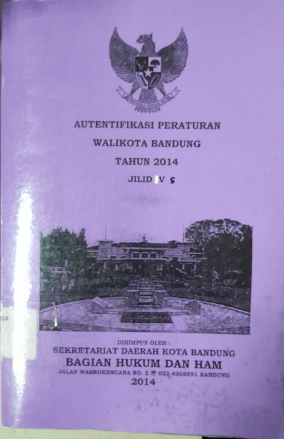 Cover Autentikasi Peraturan Walikota bandung Tahun 2014 Jilid V