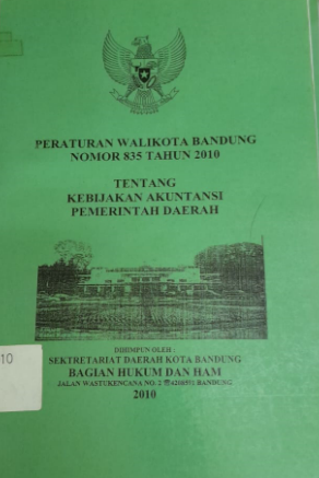 Cover Peraturan Walikota Bandung Nomor 835 Tahun 2010 Tentang Kebijakan Akuntasi Pemerintah Daerah