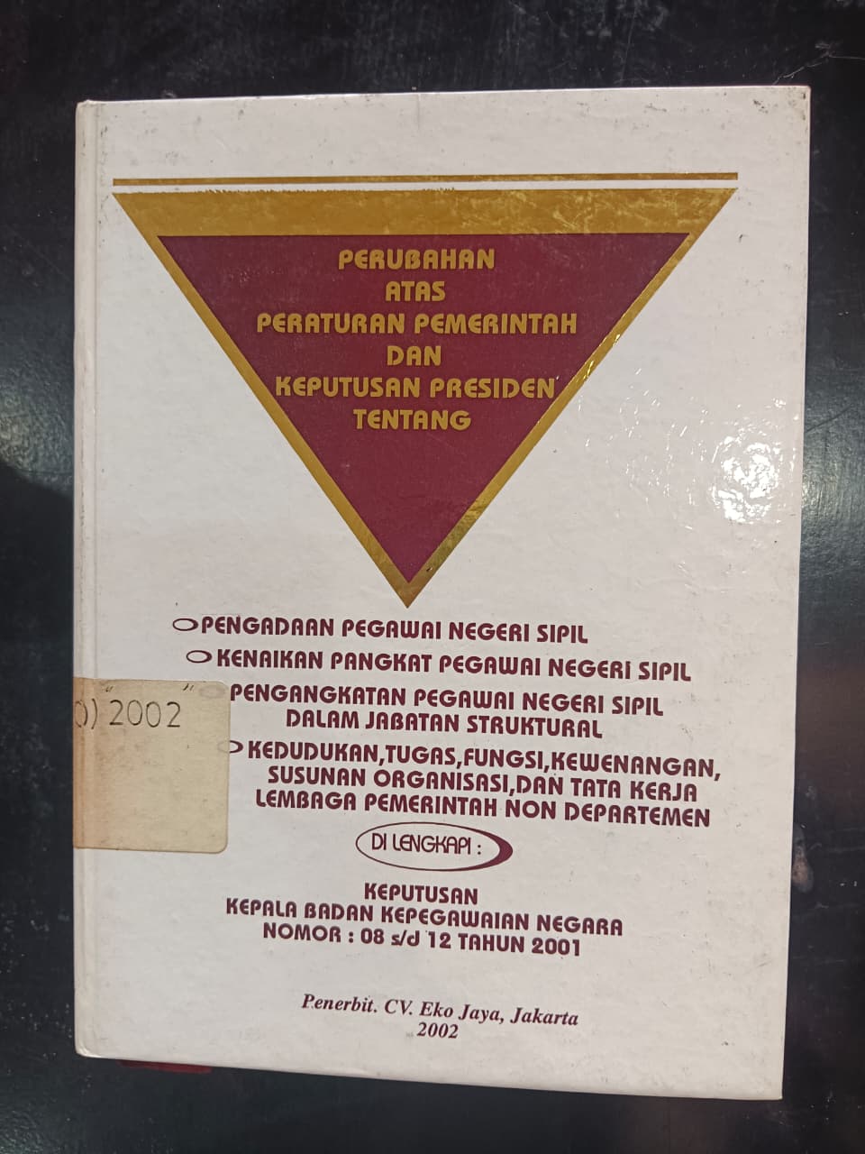 Cover Perubahan Atas Peraturan Pemerintah Dan Keputusan Presiden Tentang 
Pengadaan Pegawai Negeri Sipil
Kenaikan Pangkat Pegawai Negeri Sipil
Pengangkatan Pegawai Negeri Sipil Dalam Jabatan Struktural 
Kedudukan,Tugas,Fungsi,Kewenangan,Susunan Organisasi,Dan Tata Kerja Lembaga Pemerintah Non Departemen