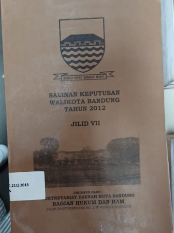 Cover Salinan Keputusan Walikota Bandung Tahun 2012 Jjilid VII