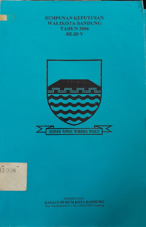 Cover Himpunan Keputusan Walikota Bandung Tahun 2006 Jilid V