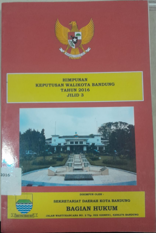 Cover Himpunan Keputusan Walikota Bandung Tahun 2016 Jilid 3