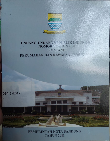 Cover Undang-Undang Republik Indonesia Nomor 1 Tahun 20011 Tentang Perumahan Dan Kawasan Pemukiman