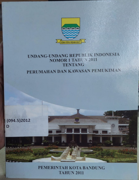 Cover Undang-Undang Republik Indonesia Nomor 1 Tahun 20011 Tentang Perumahan Dan Kawasan Pemukiman