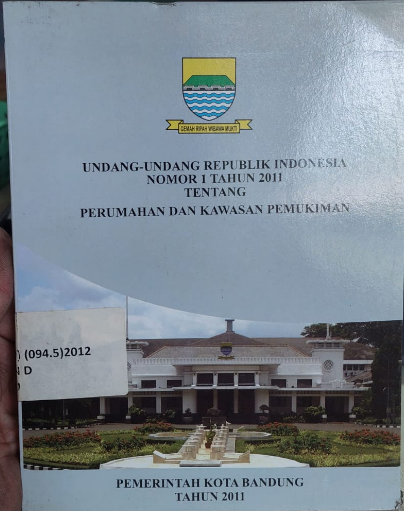 Cover Undang-Undang Republik Indonesia Nomor 1 Tahun 20011 Tentang Perumahan Dan Kawasan Pemukiman