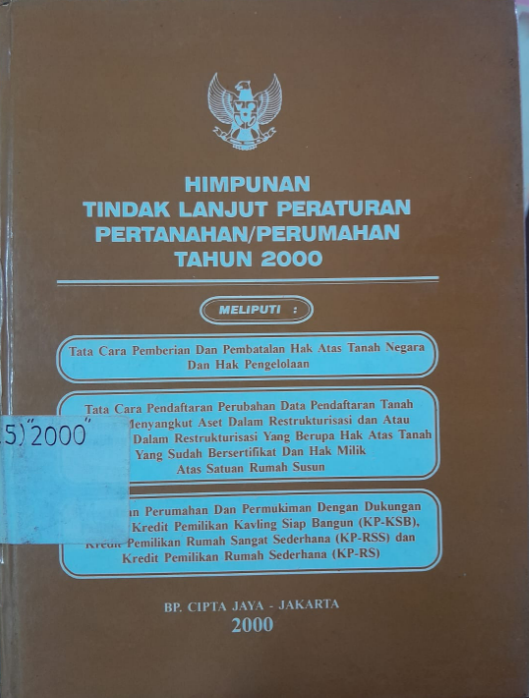 Cover Himpunan Tindak Lanjut Peraturan Pertanahan/Perumahan Tahun 2000