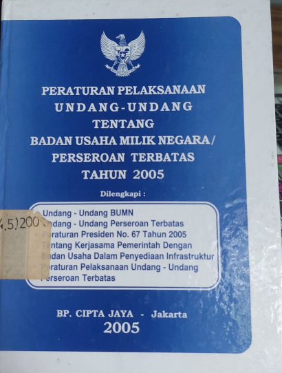 Cover Peraturan Pelaksanaan Undang-Undang Tentang Badan Usaha Milik Negara / Perseroan Terrbatas Tahun 2005