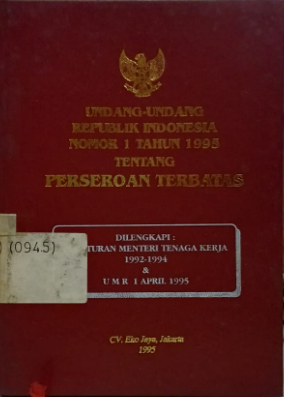 Cover Undang-undang Republik Indonesia Nomor 1 Tahun 1995 Tentang Perseroan Terbatas