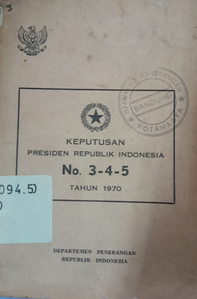 Cover Keputusan Presiden Republik Indonesia No. 3-4-5 Tahun 1970