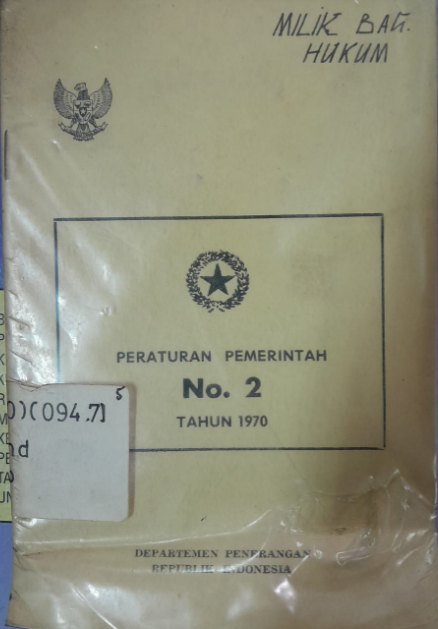 Cover Peraturan Pemerintah N0. 2 Tahun 1970