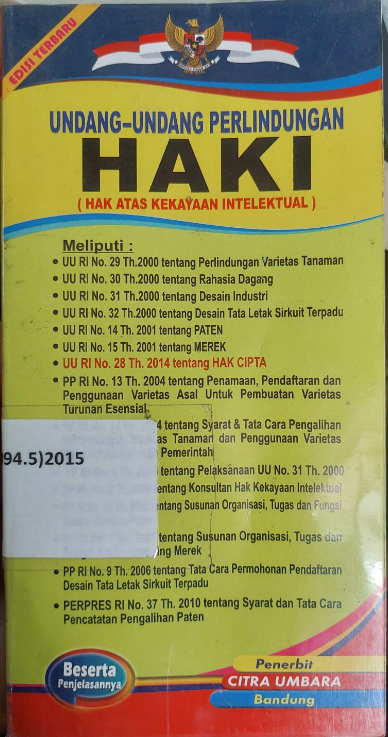 Cover Undang-Undang Perlindungan HAKI (Ha Katas Kekayaan Intelektual)