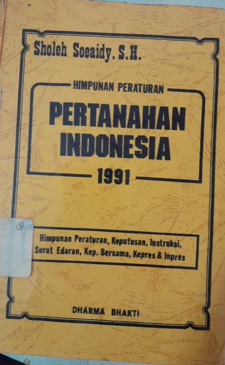 Cover Himpunan Peraturan Pertanahan Indonesia 1991