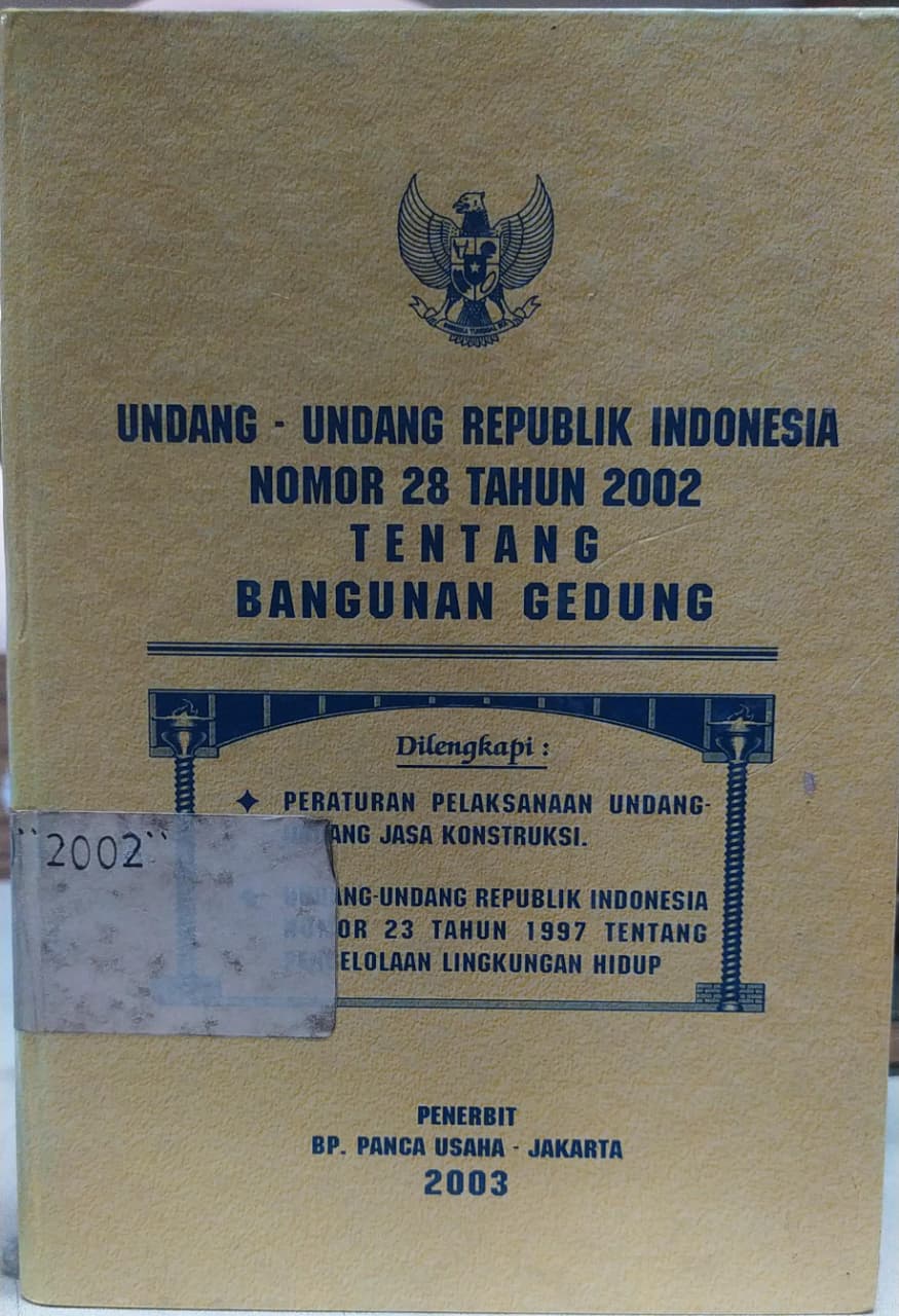 Cover Undang-Undang Republik Indonesia Nomor 28 Tahun 2002 Tentang Bangunan Gedung